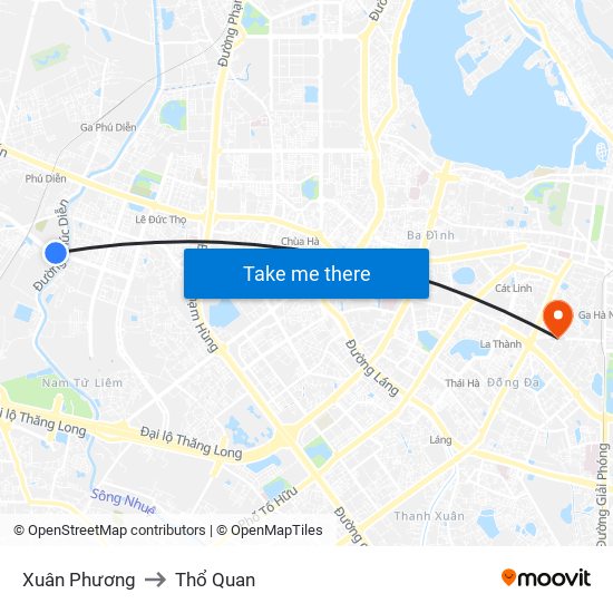 Xuân Phương to Thổ Quan map