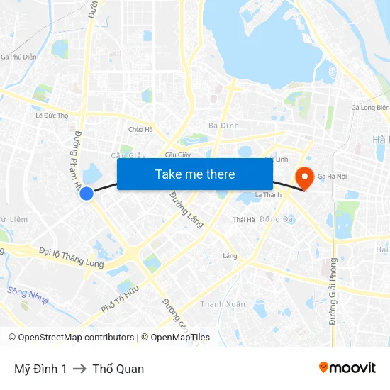 Mỹ Đình 1 to Thổ Quan map