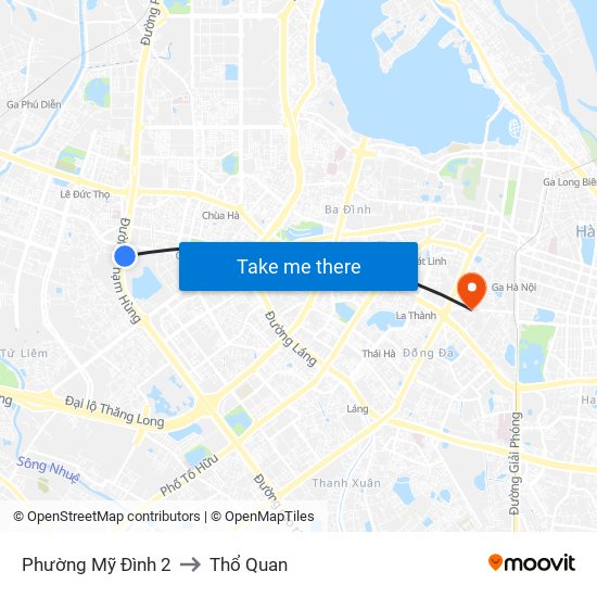 Phường Mỹ Đình 2 to Thổ Quan map