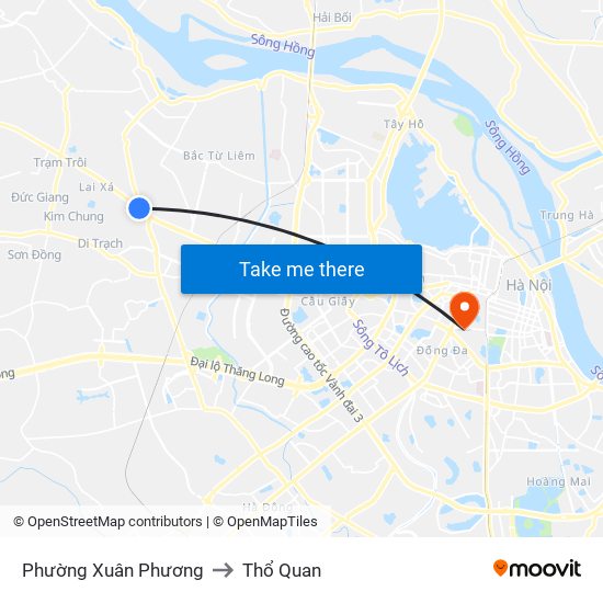 Phường Xuân Phương to Thổ Quan map