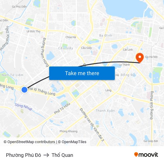 Phường Phú Đô to Thổ Quan map