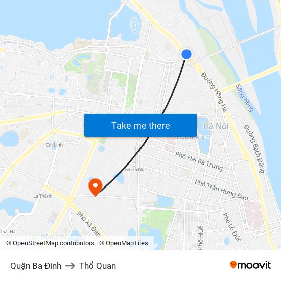 Quận Ba Đình to Thổ Quan map