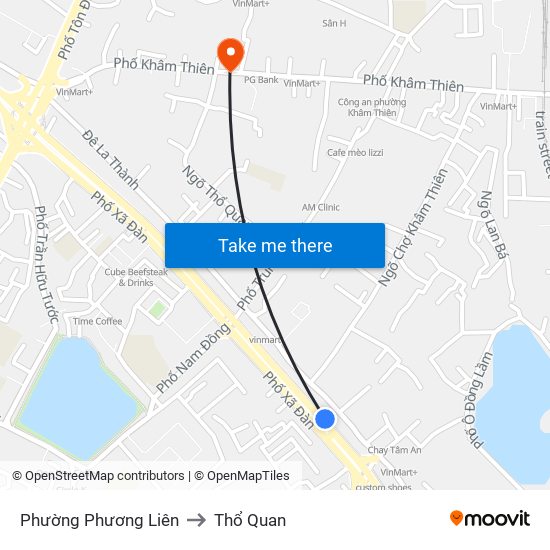 Phường Phương Liên to Thổ Quan map