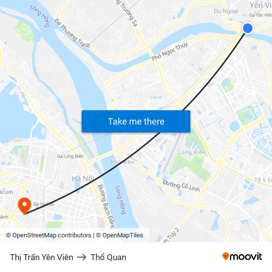 Thị Trấn Yên Viên to Thổ Quan map