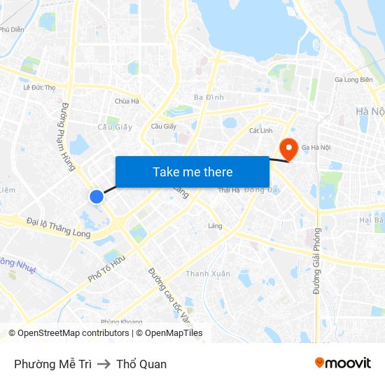 Phường Mễ Trì to Thổ Quan map