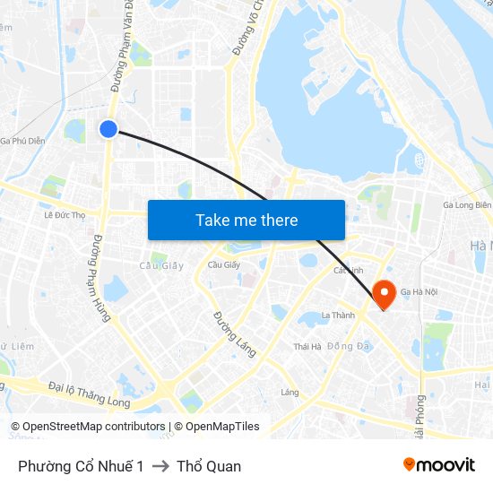 Phường Cổ Nhuế 1 to Thổ Quan map