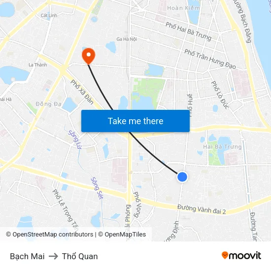 Bạch Mai to Thổ Quan map