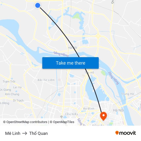 Mê Linh to Thổ Quan map