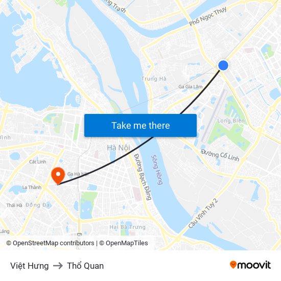 Việt Hưng to Thổ Quan map