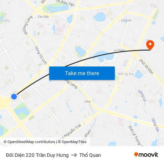 Đối Diện 220 Trần Duy Hưng to Thổ Quan map