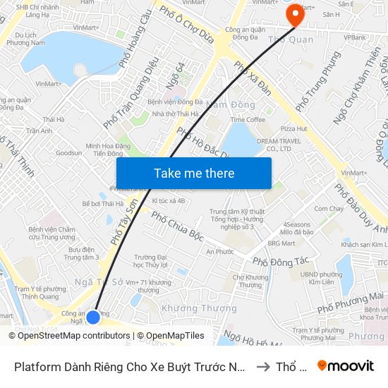 Platform Dành Riêng Cho Xe Buýt Trước Nhà 604 Trường Chinh to Thổ Quan map