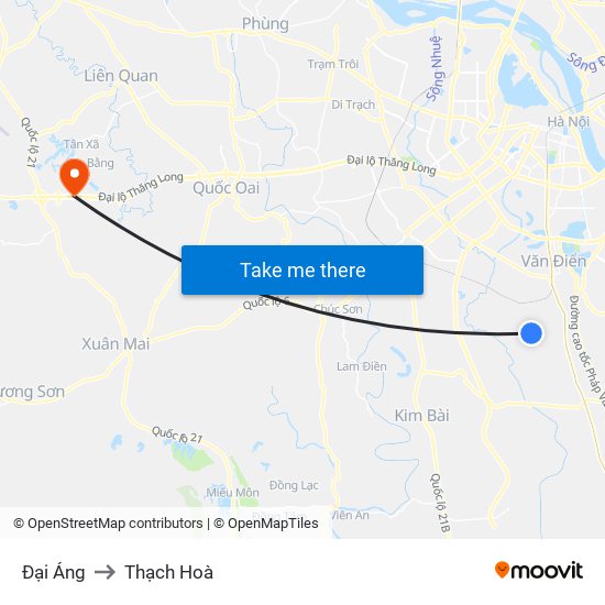 Đại Áng to Thạch Hoà map