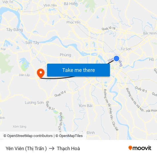 Yên Viên (Thị Trấn ) to Thạch Hoà map