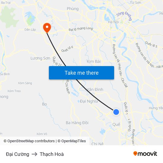 Đại Cường to Thạch Hoà map