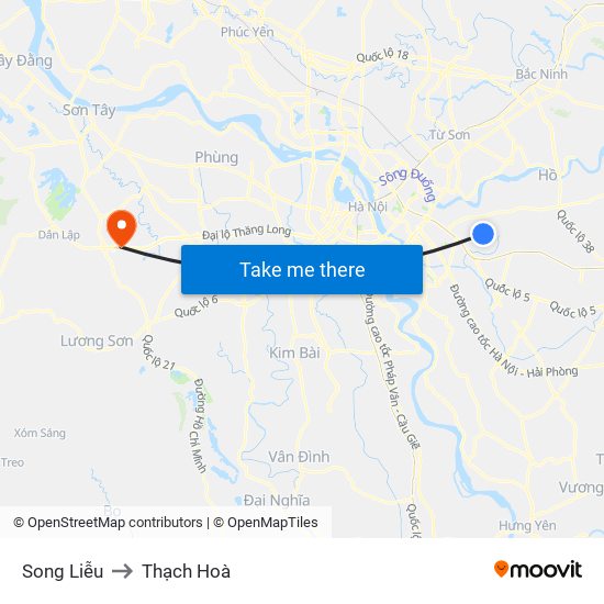 Song Liễu to Thạch Hoà map