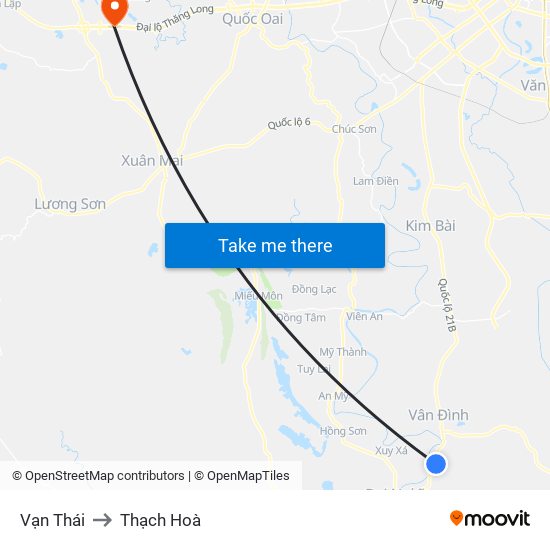 Vạn Thái to Thạch Hoà map