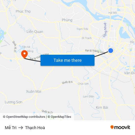 Mễ Trì to Thạch Hoà map