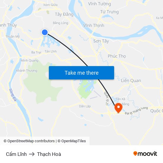 Cẩm Lĩnh to Thạch Hoà map