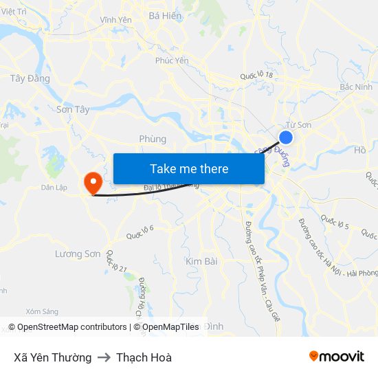 Xã Yên Thường to Thạch Hoà map