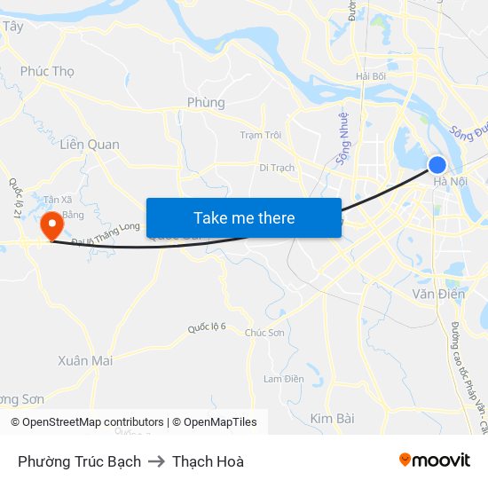 Phường Trúc Bạch to Thạch Hoà map