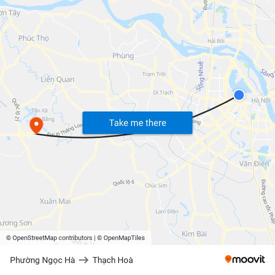 Phường Ngọc Hà to Thạch Hoà map