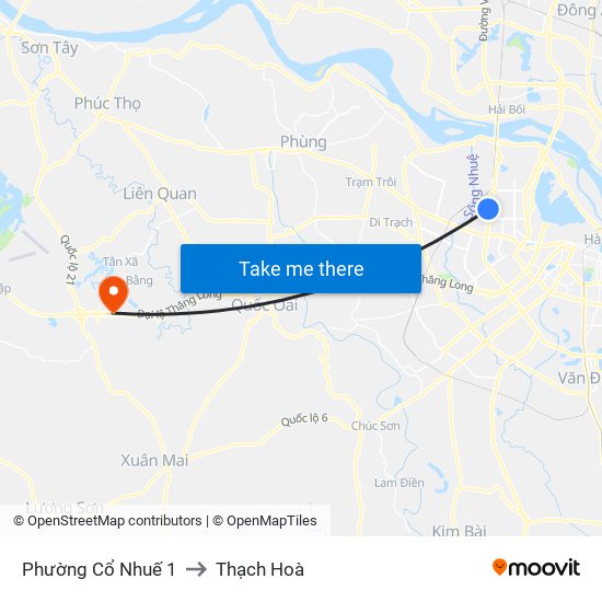 Phường Cổ Nhuế 1 to Thạch Hoà map