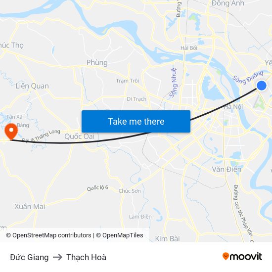 Đức Giang to Thạch Hoà map