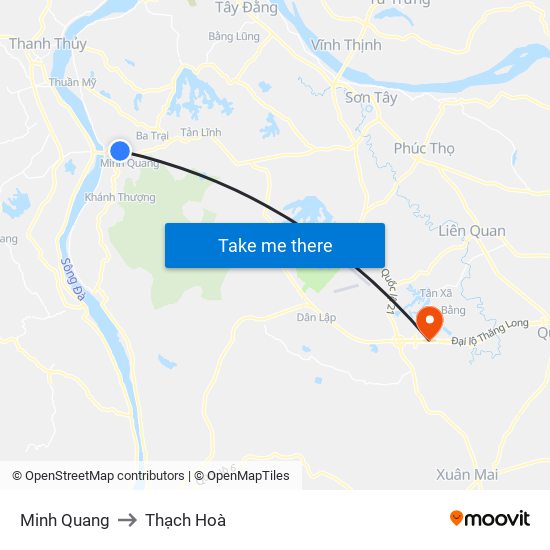 Minh Quang to Thạch Hoà map