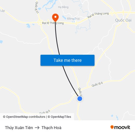 Thủy Xuân Tiên to Thạch Hoà map