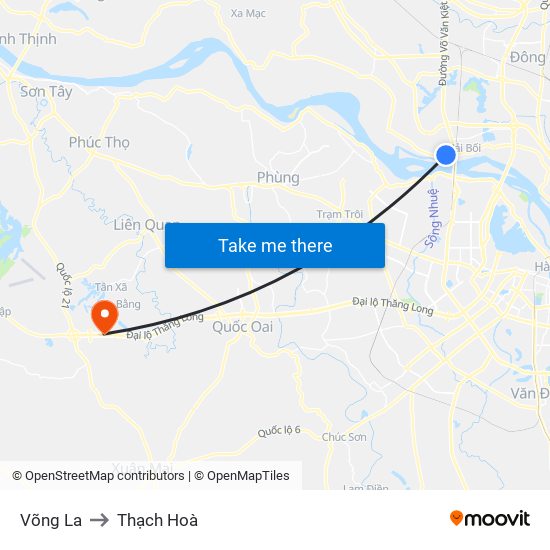 Võng La to Thạch Hoà map