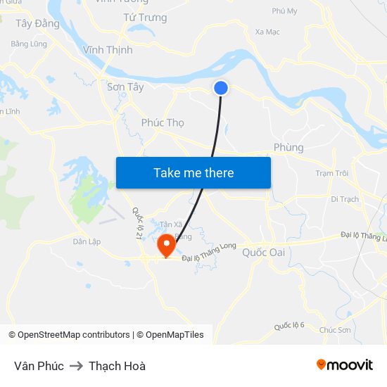 Vân Phúc to Thạch Hoà map