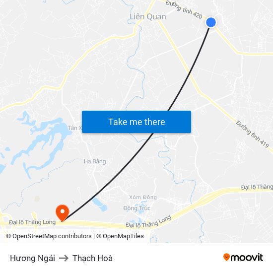 Hương Ngải to Thạch Hoà map