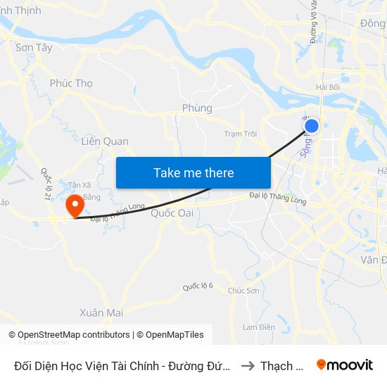 Đối Diện Học Viện Tài Chính - Đường Đức Thắng to Thạch Hoà map