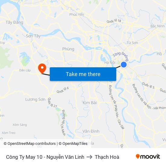 Công Ty May 10 - Nguyễn Văn Linh to Thạch Hoà map