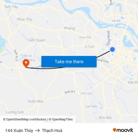 144 Xuân Thủy to Thạch Hoà map