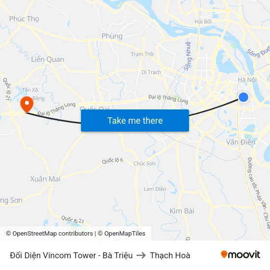 Đối Diện Vincom Tower - Bà Triệu to Thạch Hoà map