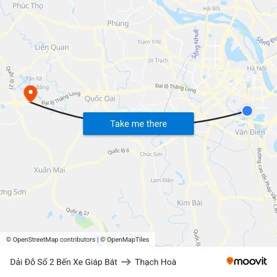 Dải Đỗ Số 2 Bến Xe Giáp Bát to Thạch Hoà map