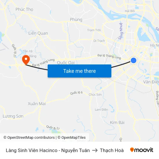 Làng Sinh Viên Hacinco - Nguyễn Tuân to Thạch Hoà map