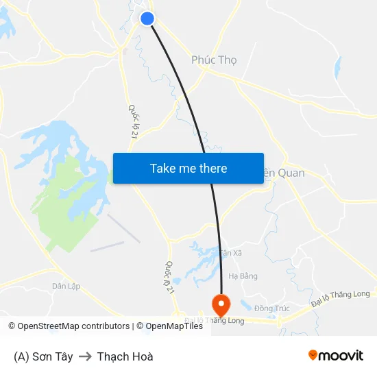 (A) Sơn Tây to Thạch Hoà map