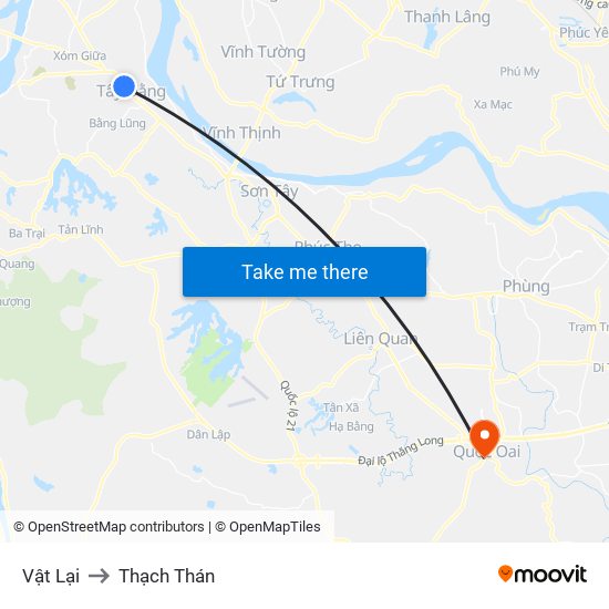 Vật Lại to Thạch Thán map