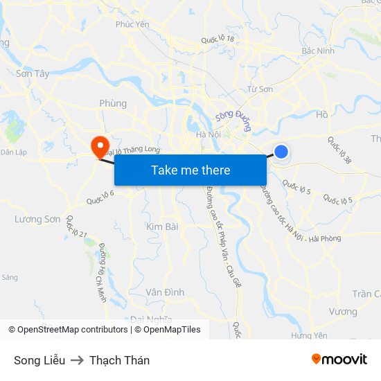 Song Liễu to Thạch Thán map