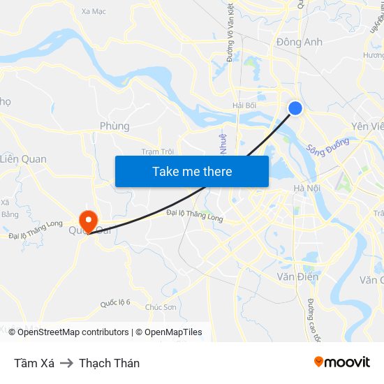 Tầm Xá to Thạch Thán map