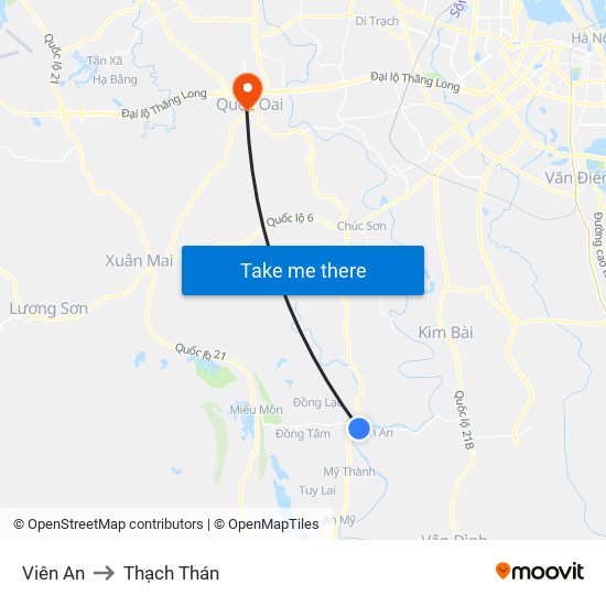 Viên An to Thạch Thán map