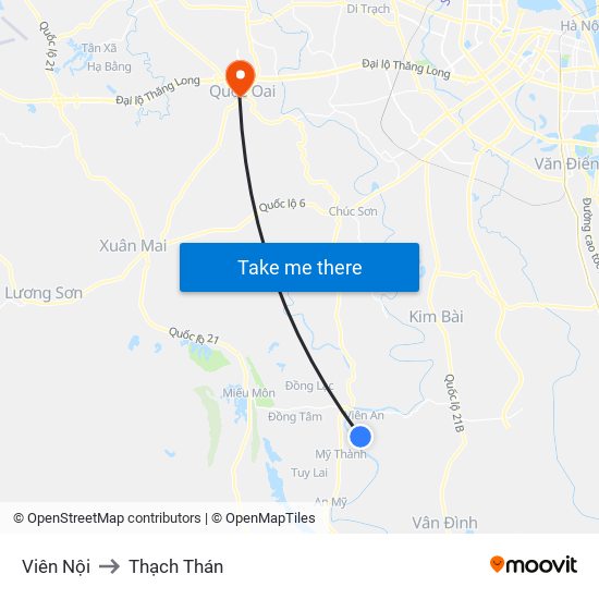 Viên Nội to Thạch Thán map