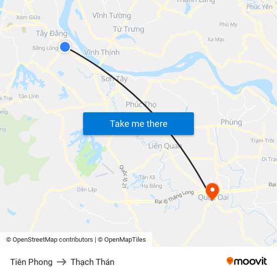 Tiên Phong to Thạch Thán map