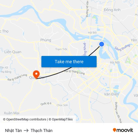 Nhật Tân to Thạch Thán map