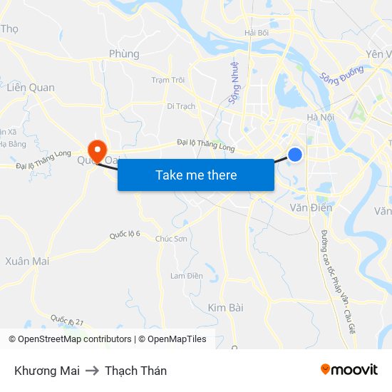 Khương Mai to Thạch Thán map