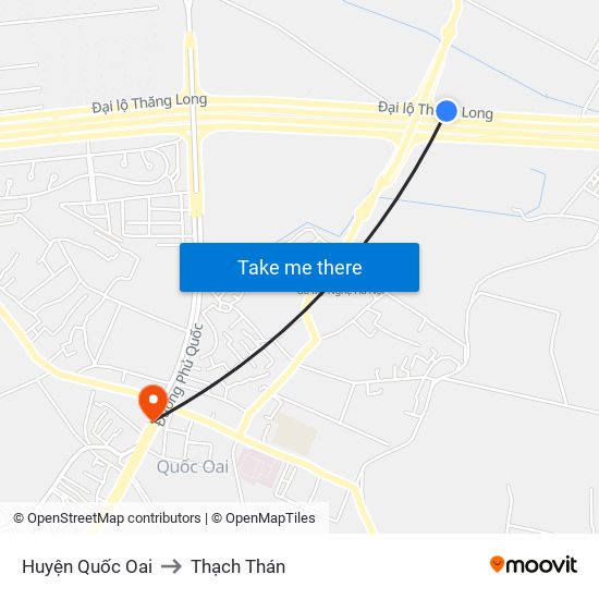 Huyện Quốc Oai to Thạch Thán map