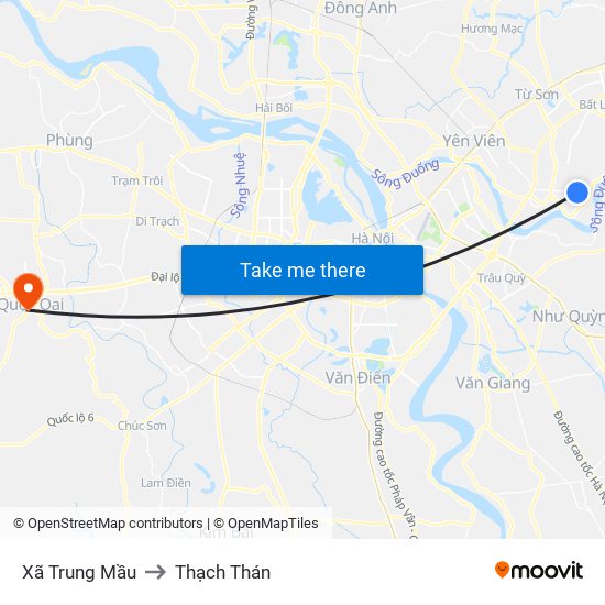 Xã Trung Mầu to Thạch Thán map