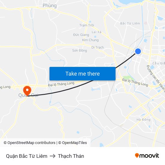 Quận Bắc Từ Liêm to Thạch Thán map